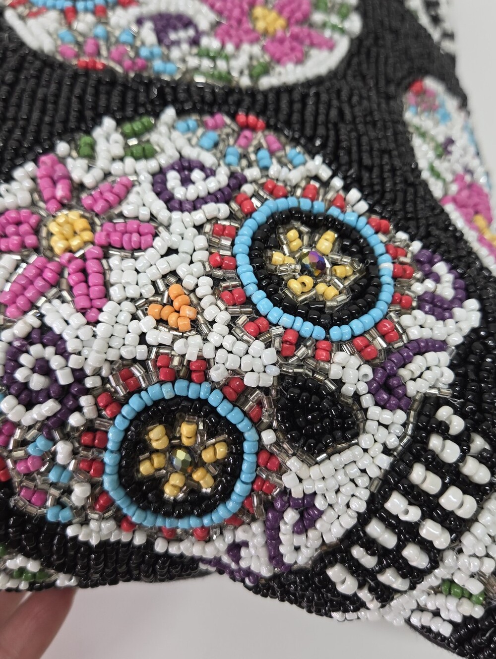 Cupcakes & Cashmere Beaded Sugar Skull Accent Pillow Day of the Dead Halloween - Picture 5 of 17